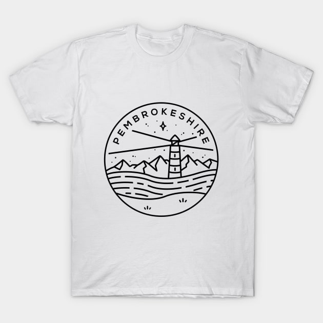 Pembrokeshire, Wales Emblem - White T-Shirt by typelab